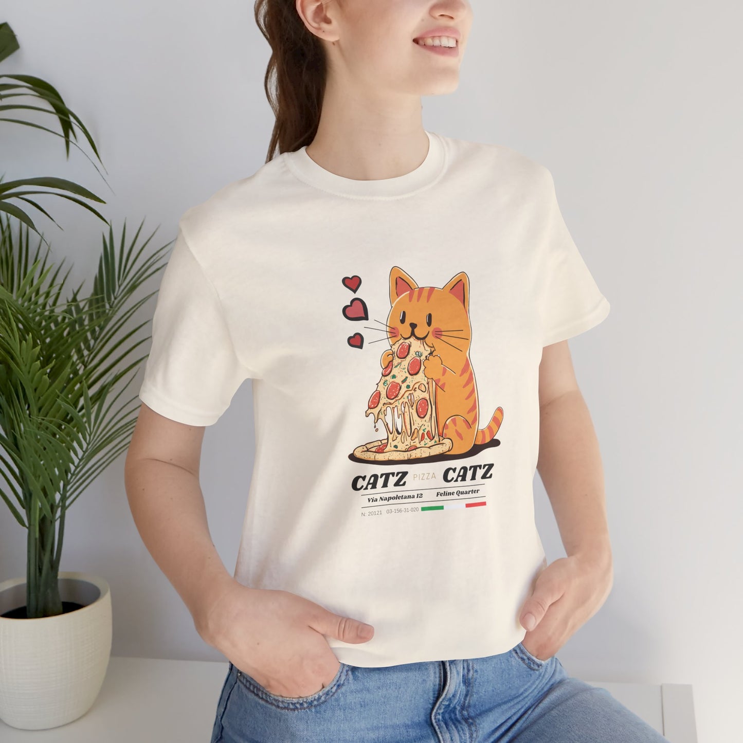 Cazt Pizza Catz - Cute Cat Love Graphic Tee, Pet Lover Shirt, Animal Graphic T-Shirt, Kitty Gift for Cat Lovers, Funny Cat Tee