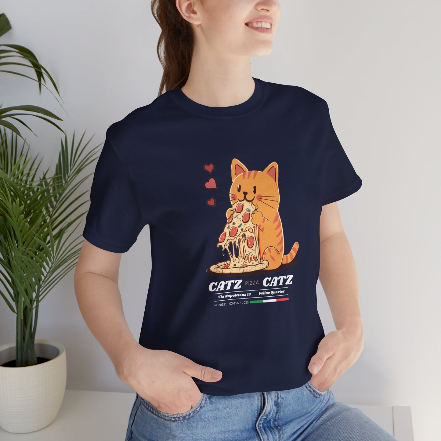 Cazt Pizza Catz - Cute Cat Love Graphic Tee, Pet Lover Shirt, Animal Graphic T-Shirt, Kitty Gift for Cat Lovers, Funny Cat Tee