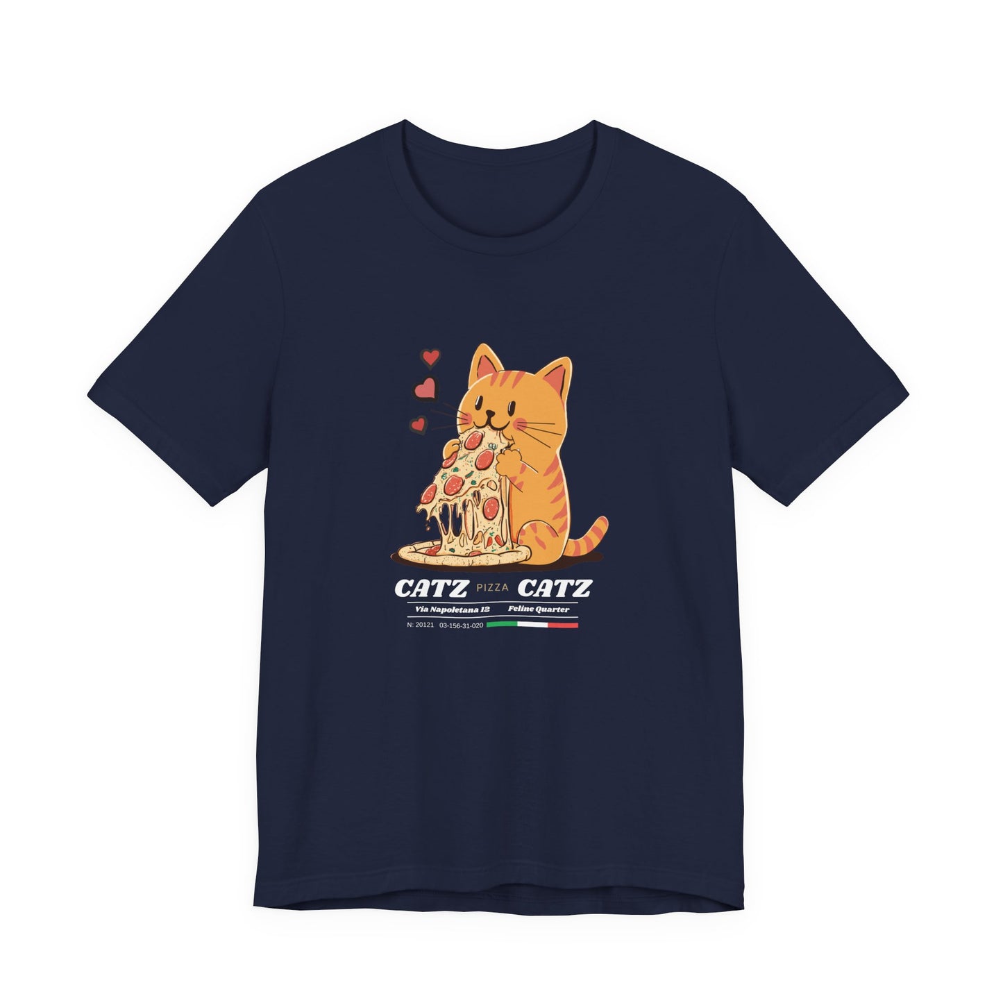 Cazt Pizza Catz - Cute Cat Love Graphic Tee, Pet Lover Shirt, Animal Graphic T-Shirt, Kitty Gift for Cat Lovers, Funny Cat Tee