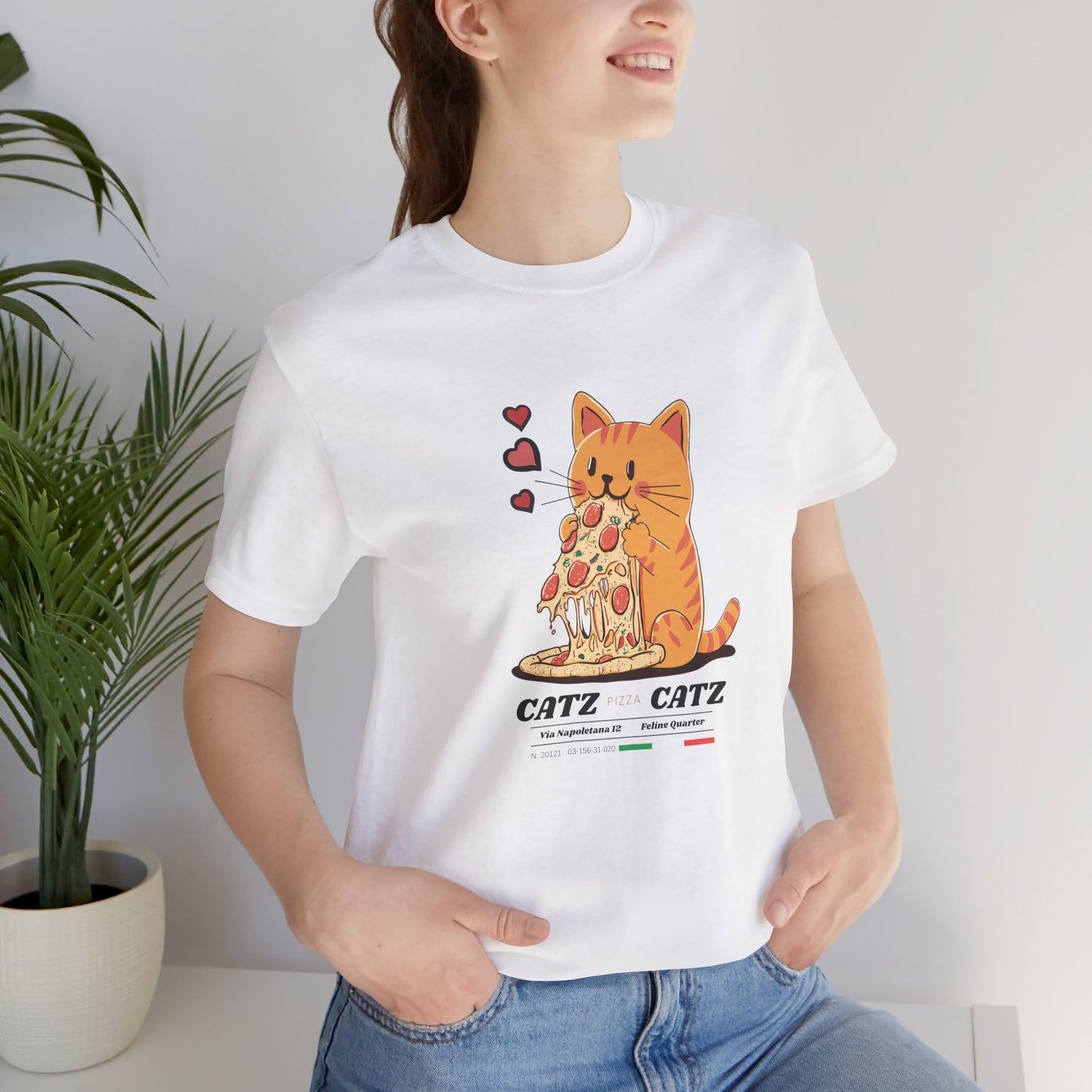 Cazt Pizza Catz - Cute Cat Love Graphic Tee, Pet Lover Shirt, Animal Graphic T-Shirt, Kitty Gift for Cat Lovers, Funny Cat Tee