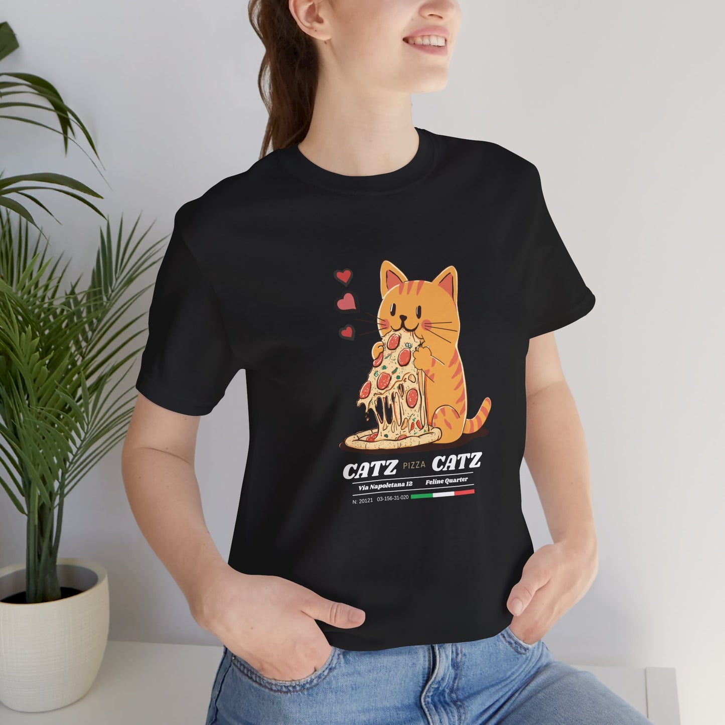 Cazt Pizza Catz - Cute Cat Love Graphic Tee, Pet Lover Shirt, Animal Graphic T-Shirt, Kitty Gift for Cat Lovers, Funny Cat Tee