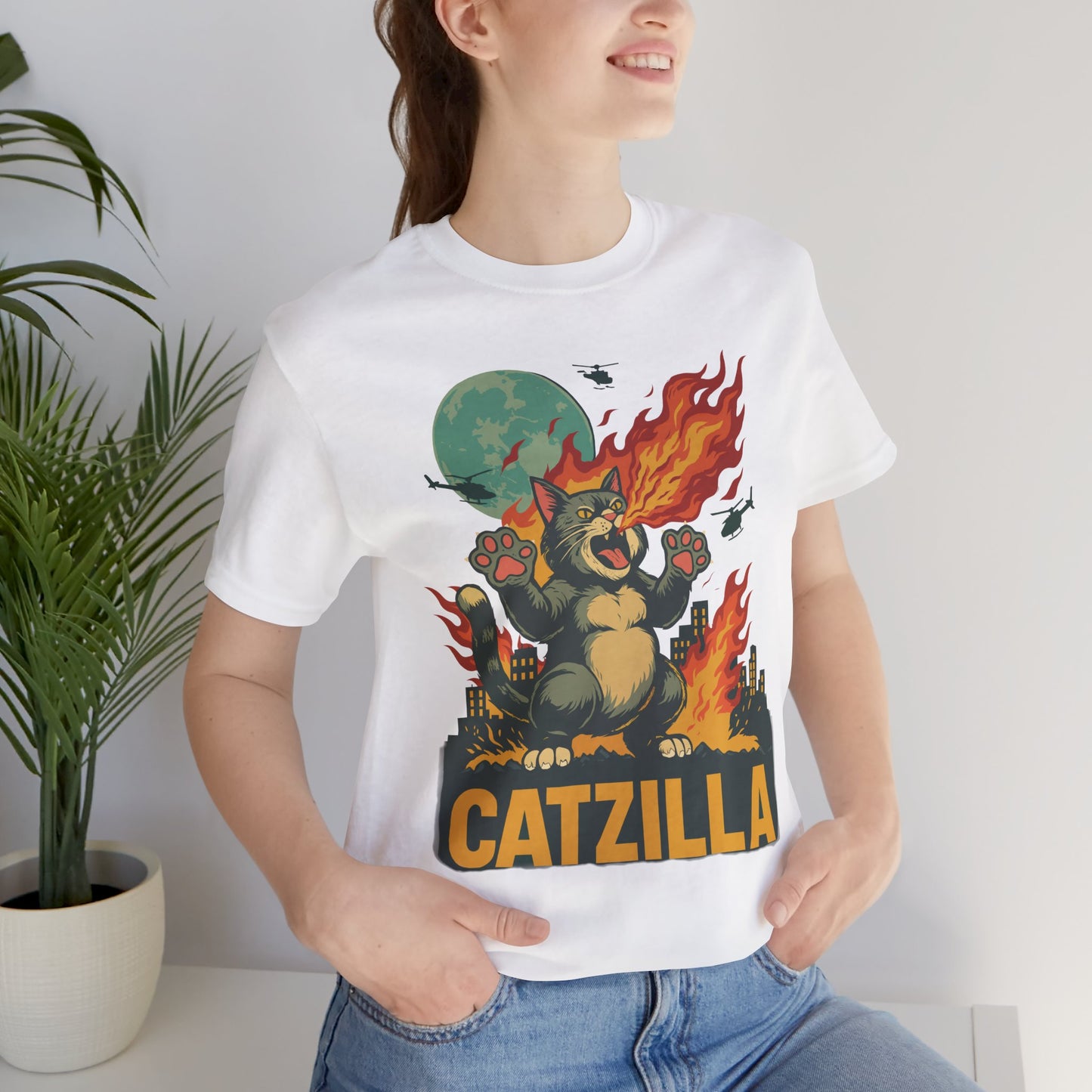 CATZILLA – Retro Funny Cat T-Shirt | Monster Cat Graphic Tee